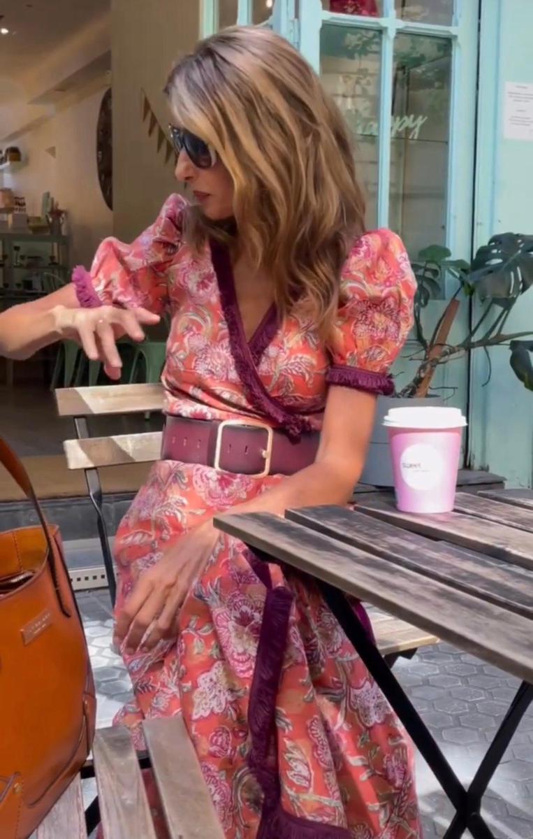 OLIWIA | Elegancka długa sukienka z bufiastymi rękawami