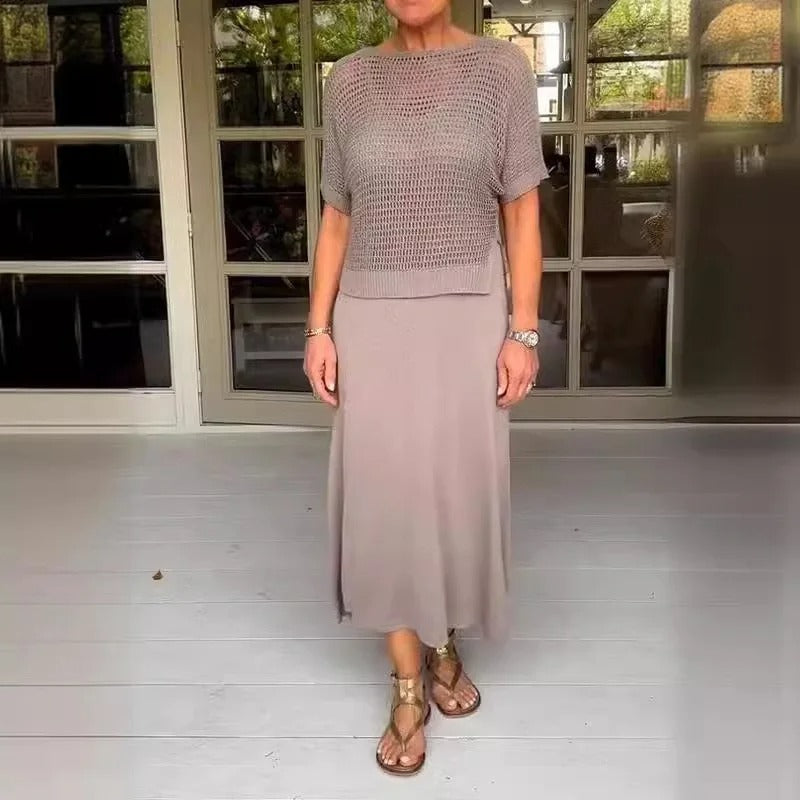 KARINA | Letni zestaw z przewiewnym topem i midi sukienką