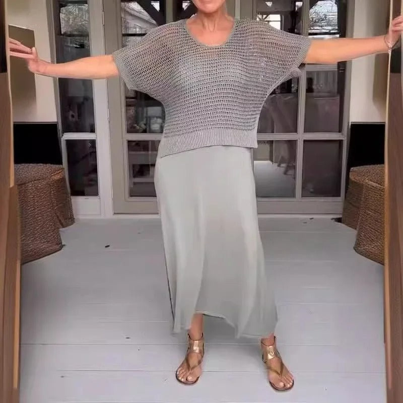 KARINA | Letni zestaw z przewiewnym topem i midi sukienką