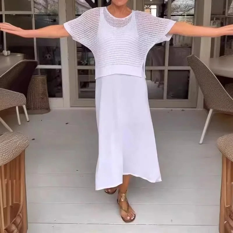 KARINA | Letni zestaw z przewiewnym topem i midi sukienką